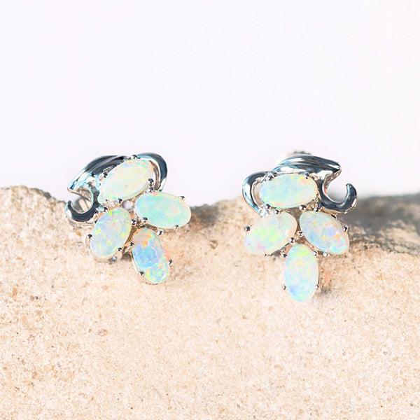 colourful crystal opal earrings set in white gold