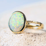 'Evita' Gold Australian Crystal Opal Ring - Black Star Opal