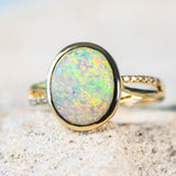 'Evita' Gold Australian Crystal Opal Ring - Black Star Opal