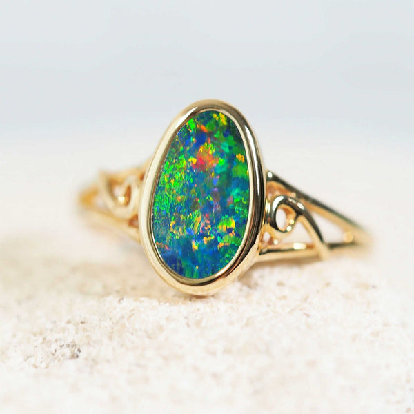 'Fiala' 14ct Gold Doublet Opal Ring