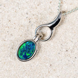'Flame' Silver Australian Triplet Opal Necklace Pendant - Black Star Opal