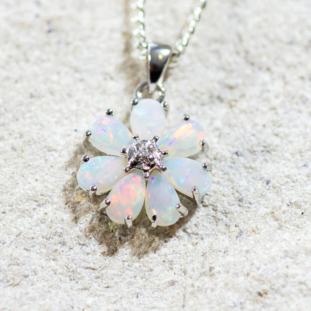 Silver Solid White Opal Necklace 462 - Opal Gallery | Australian Opals and  Opal Jewellery