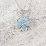 'Flora' White Gold Australian Crystal Opal Necklace Pendant - Black Star Opal