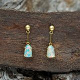 ‘Floriade’ Gold Australian Crystal Opal Earrings - Black Star Opal