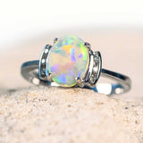 colourful crystal opal and diamond ring