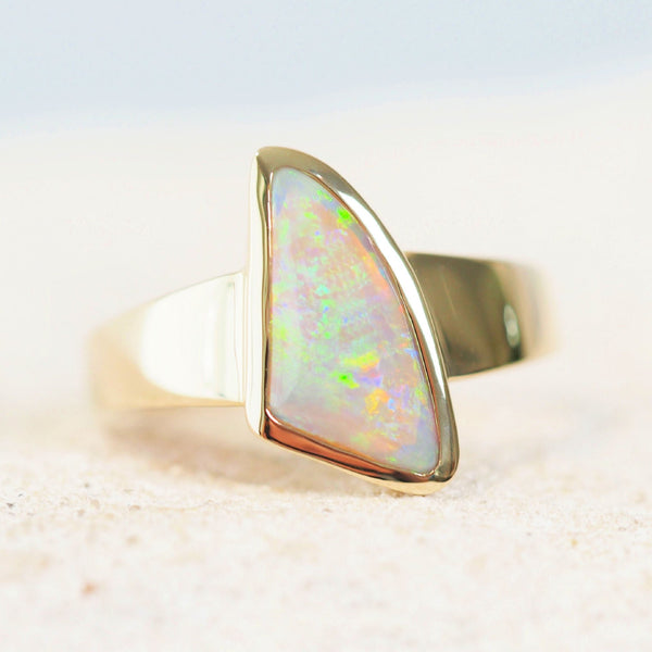 colourful crystal opal gold ring