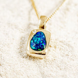 ‘Gaia’ Gold Australian Doublet Opal Necklace Pendant - Black Star Opal
