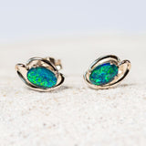 'Gianna' Silver Australian Triplet Opal Earrings - Black Star Opal