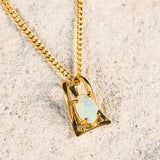 'Hallie Deux' Gold Crystal Opal Necklace Pendant - Black Star Opal