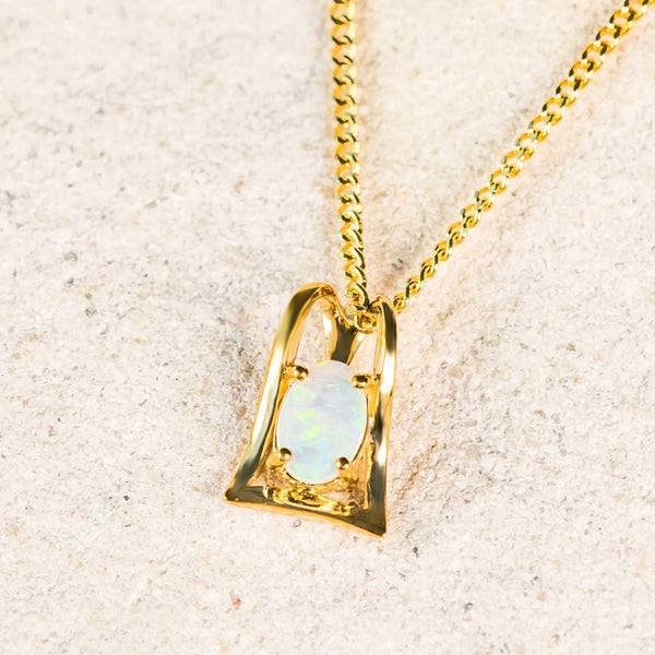 'Hallie Deux' Gold Crystal Opal Necklace Pendant - Black Star Opal