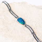 green and blue doublet opal silver bracelet