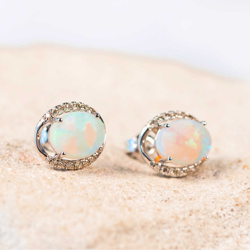 multi-colour crystal opal earrings with diamonds
