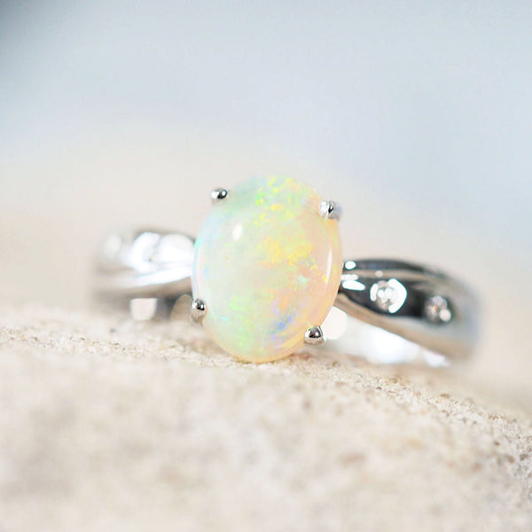 'Imani' 14ct White Gold Crystal Opal Ring