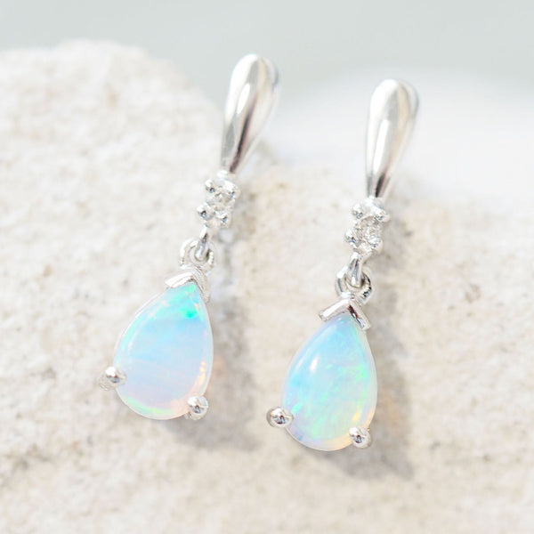 'Imara' 14ct White Gold Crystal Opal Earrings