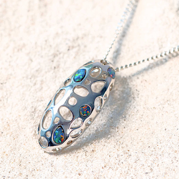 colourful doublet opal pendant with four opals