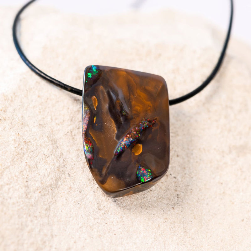 colourful matrix queensland boulder opal pendant