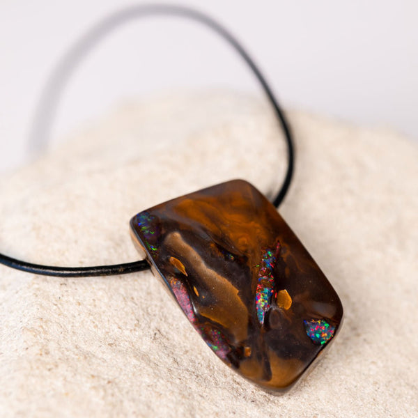colourful boulder opal matrix pendant
