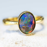 'Isabella' Gold Australian Black Opal Ring - Black Star Opal