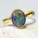'Isabella' Gold Australian Black Opal Ring - Black Star Opal