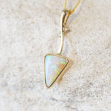green and blue australian crystal opal gold pendant