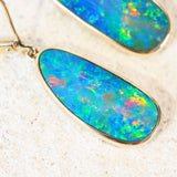 multi-colour doublet opal drop gold earrings