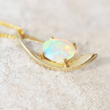 multi-colour crystal opal gold necklace