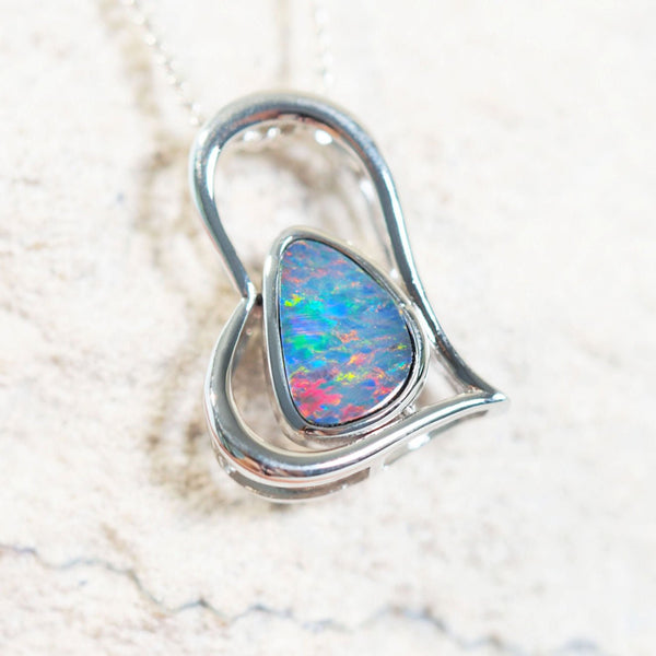 colourful australian opal pendant set in sterling silver