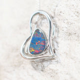 colourful doublet opal silver necklace