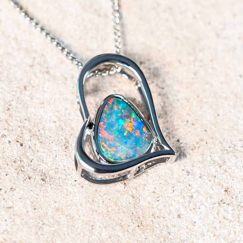 australian colourful doublet opal pendant 