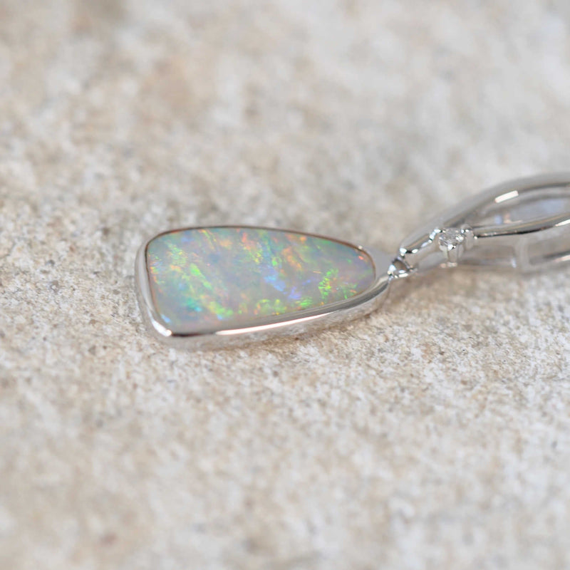 crystal opal white gold pendant 