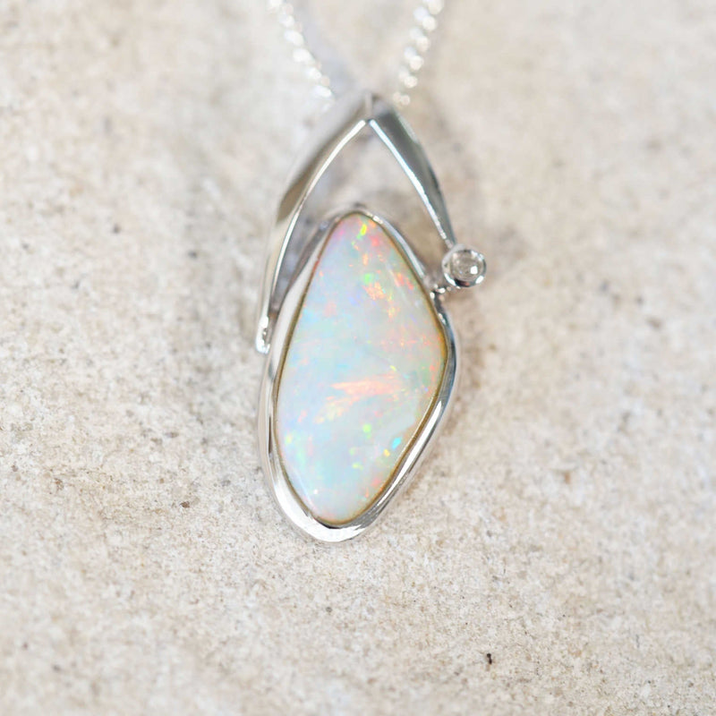 'Jasmine' 14ct White Gold White Opal Necklace