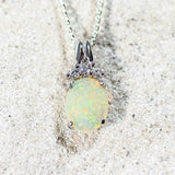 'Julieta' Silver Australian Crystal Opal Necklace Pendant - Black Star Opal