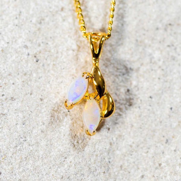 gold plated silver south australian crystal opal pendant