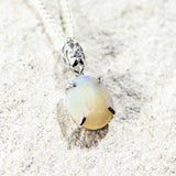 'Kaliyah' Silver Australian Crystal Opal Necklace Pendant - Black Star Opal