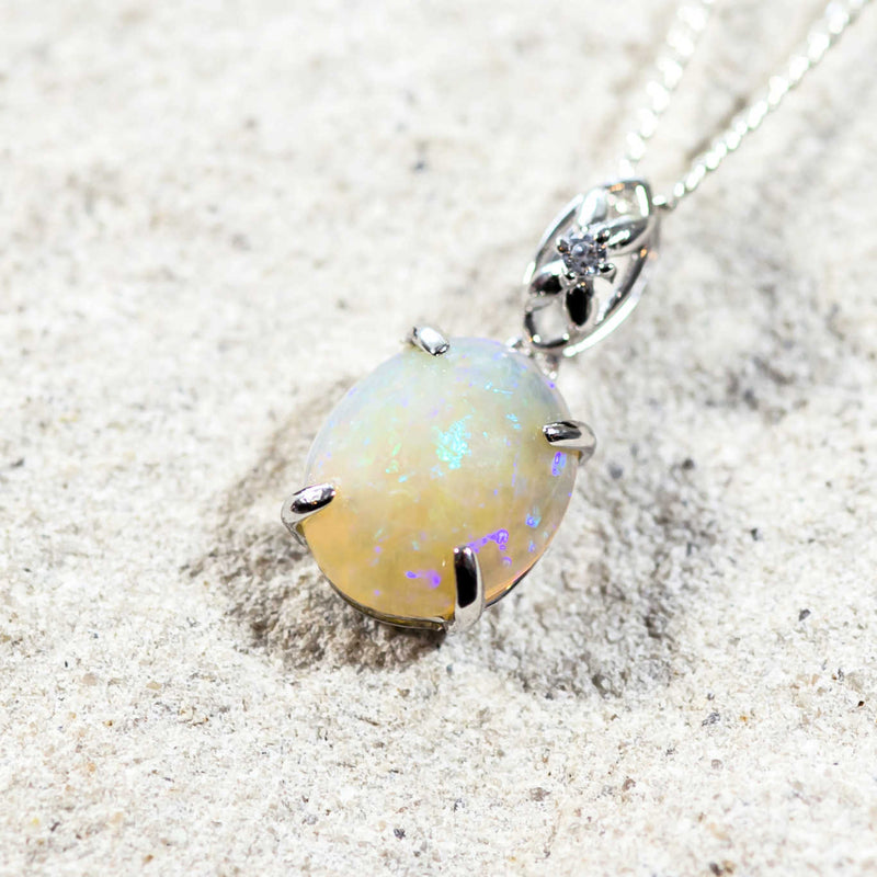 'Kaliyah' Silver Australian Crystal Opal Necklace Pendant - Black Star Opal