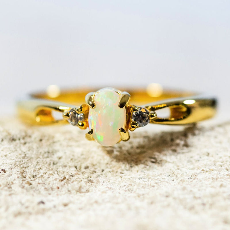 Alana Gold Plated Silver Crystal Opal Ring