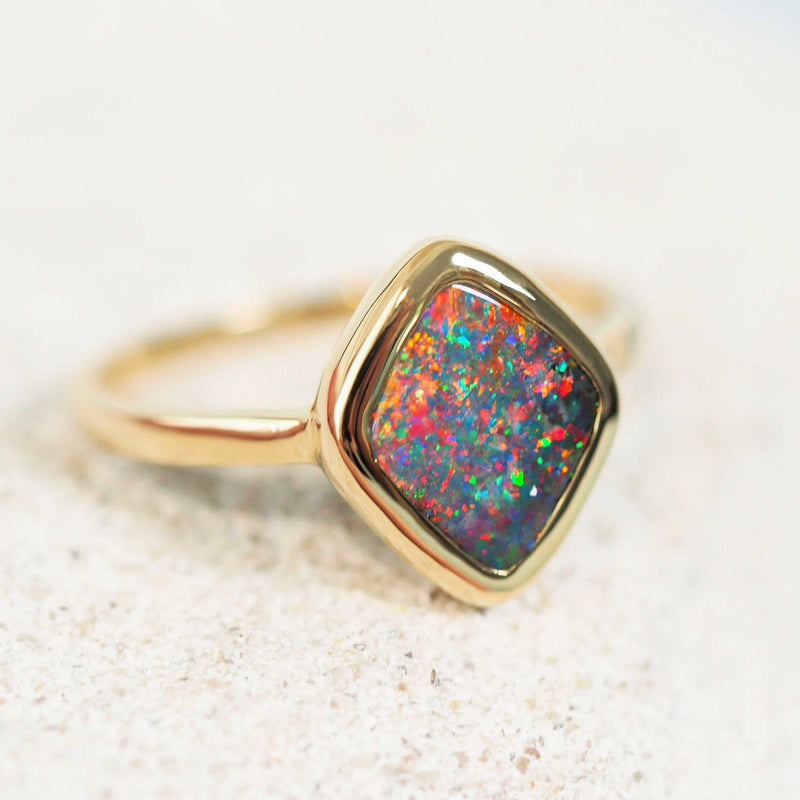australian black opal gold ring