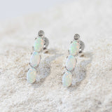 'Khloe' White Gold Australian Crystal Opal Earrings - Black Star Opal