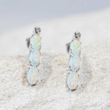 'Khloe' White Gold Australian Crystal Opal Earrings - Black Star Opal