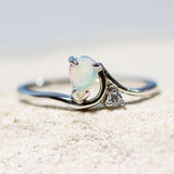 'Kiara' Silver Australian Crystal Opal Ring - Black Star Opal