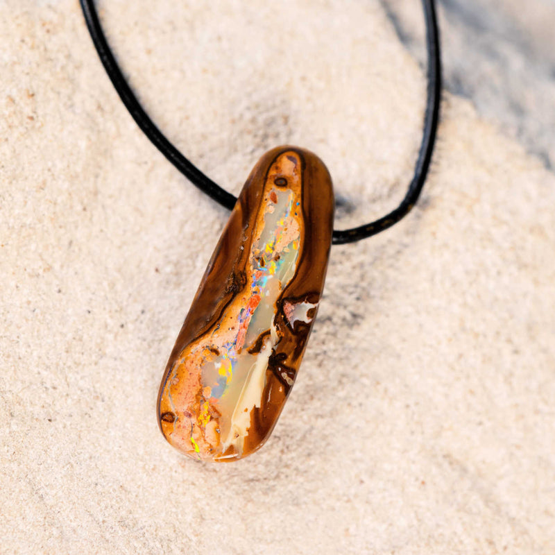 boulder opal pendant with colour