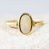 'Larke' Gold Australian Crystal Opal Ring - Black Star Opal