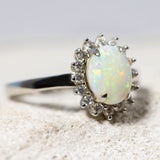 'LE PRINCESS' Silver Australian Crystal Opal Ring - Black Star Opal