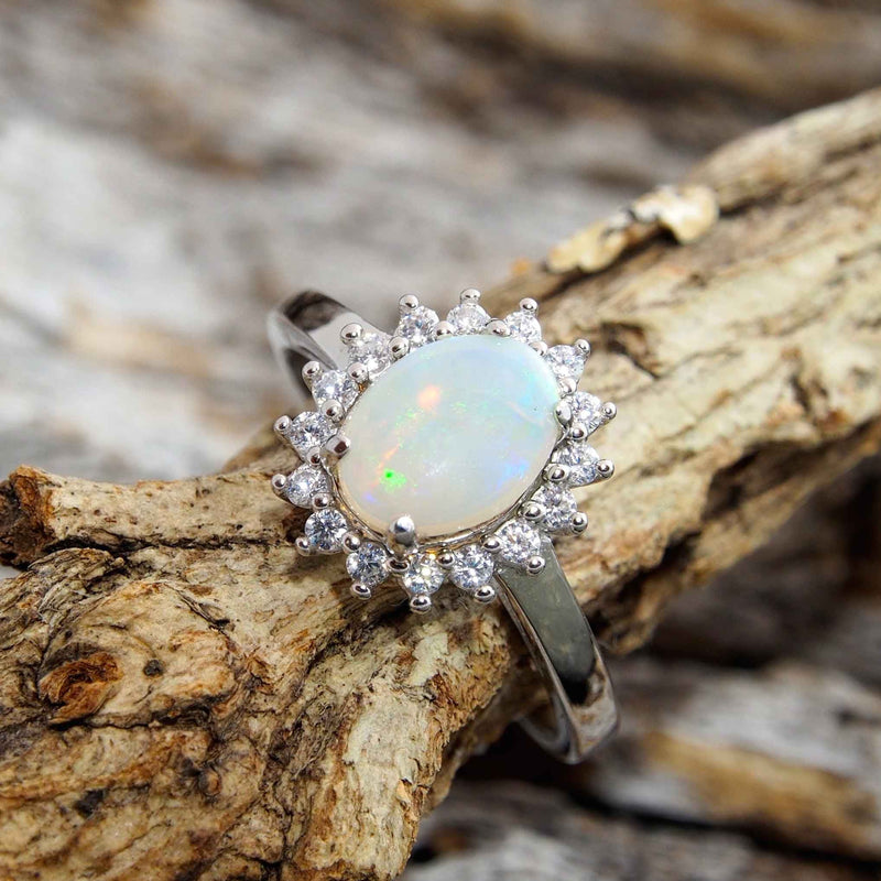 'Le Princess' Silver Australian Opal Ring - Black Star Opal