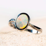 colourful crystal opal ring in white gold