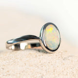 elegant oval crystal opal ring