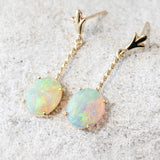'Leyla' Gold Australian Crystal Opal Earrings - Black Star Opal