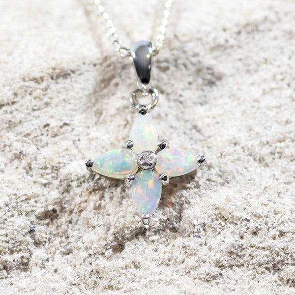 'Liko' Silver Australian Crystal Opal Necklace Pendant - Black Star Opal