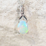 blue and green crystal opal white gold pendant