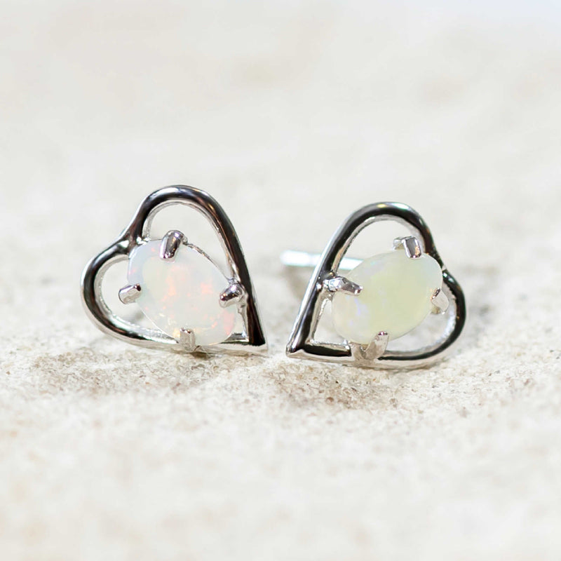 Heart shaped discount opal earrings